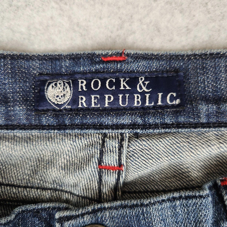 Rock & Republic HALEN Skinny Jeans Women's 26 Dark Wash Red Stitch Embroidered - Image 2 of 4