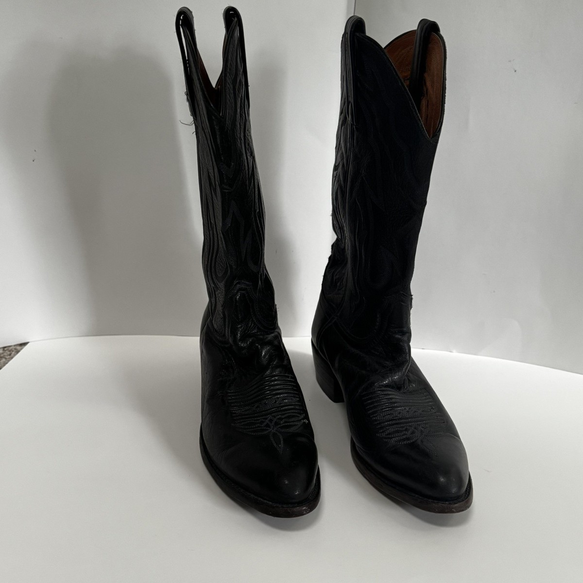Lucchese 2000 T3094-R4 Mens Lone Star Calf R-Toe Cowboy Boots Black Sz 10 B Lucchese 2000 Men main image 4