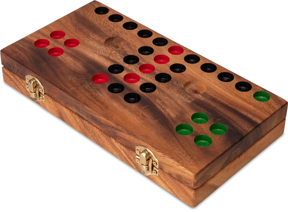 Ludo L Klappbar mit goldenem Metallverschluss– Klassiker aus Holz für 2 bis 4 Sp - Bild 4 von 4