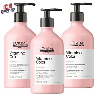 3 PACK L'Oreal Vitamino Color Shampoo 500ml / 16.9oz