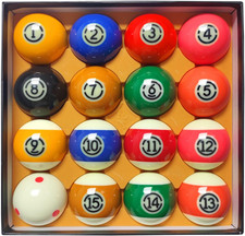 2-1/4" Pool Balls Billiard Set - 16 Resin Balls, Regulation Size Weight, Compl