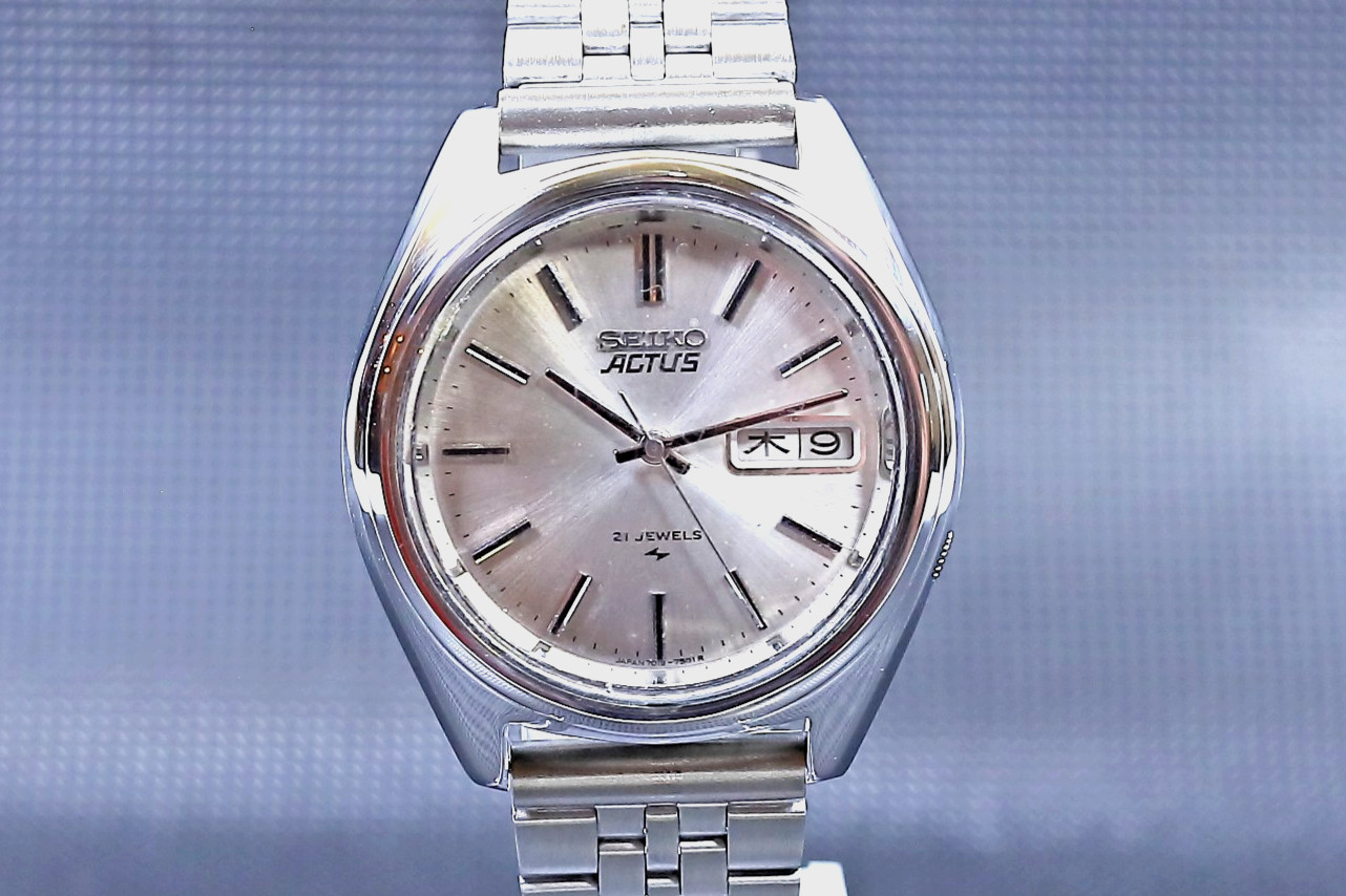 Seiko 5 Actus 7019-7060 Automatic 21J Day-Date Silver Dial Japan Vintage