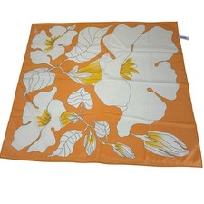 Veresa by Vera Lightweight Square Scarf - Orange Gold Cream Bold Floral Print