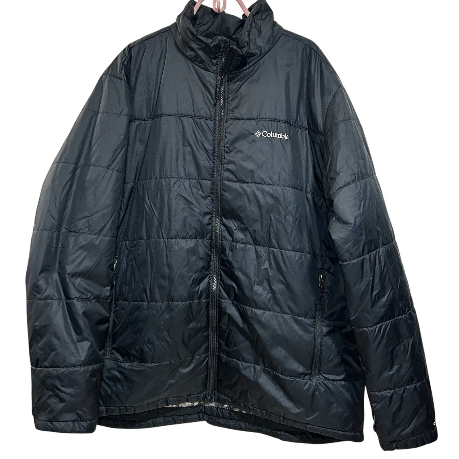COLUMBIA Mens FULL ZIP Black Long Sleeve OMNI-HEAT 2XT Tall INTERCHANGE Jacket