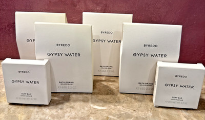 BYREDO BATH GRAINS Soak Gypsy Water LOT OF 2.22 oz X 4 plus 2 BONUS Mini Soaps