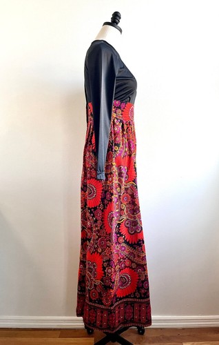 Vintage 60s Mod Maxi Dress | Psychedelic Floral & Paisley Skirt | XS-S - Picture 2 of 7
