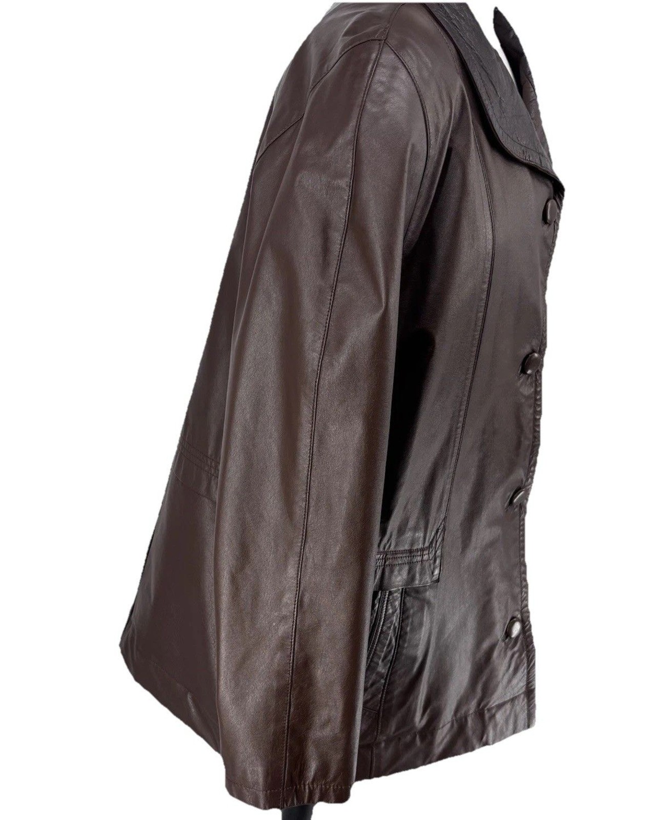Vintage Leather Jacket Mens Small Brown Car Coat Soft Argentinian Hand Crafted - second product detail image