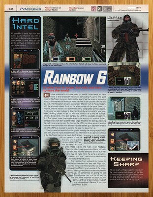 1999 Rainbow 6 Six Playstation 1 PS1 PREVIEW Print Ad/Poster Video Game Art 90s