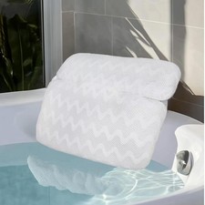Luxury Bath Pillow for Tub - Non-Slip and Thick Head, Neck, White