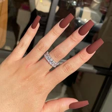  Matte Caramel Brown Coffin Fall Press on Nails Medium Long matte caramel brown