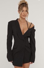 EGO Strappy Detailed Blazer Dress In Black Woven Size S Worn Once