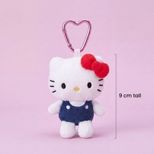 Cute White Cat Plush Bag Charm with Heart Clip