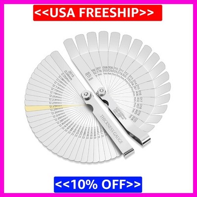 2Pcs Stainless Steel Feeler Gauge Set,32 Straight Blades Feeler Gauge16 Piece...