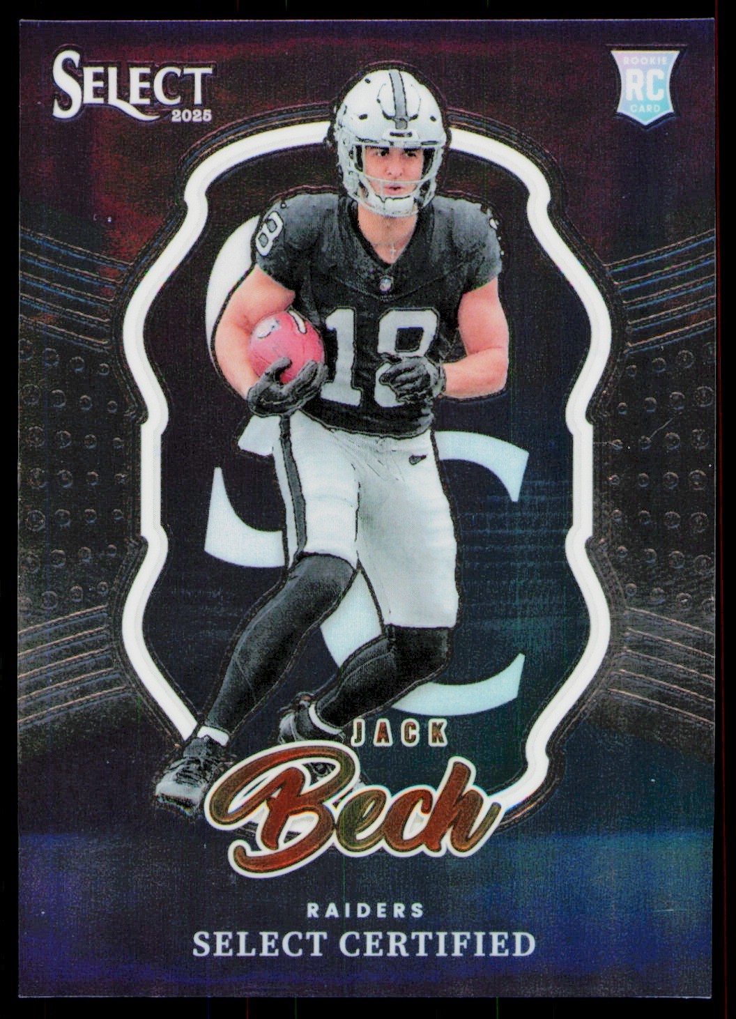 2025 Panini Select Jack Bech Select Certified Rookies Las Vegas Raiders #21