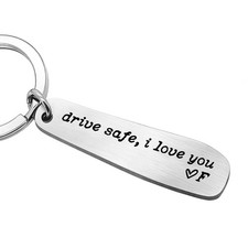 Drive Safe I Love You Keychain for Him, Personalized Initial Gift for Boyfrie...