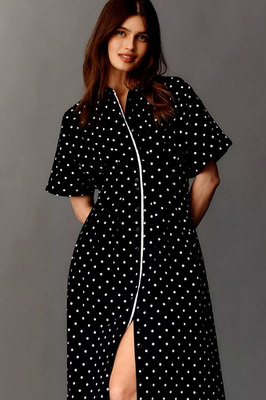 NWT Anthropologie EXQUISE TOBIE MIDI SHIRT DRESS BLACK & WHITE