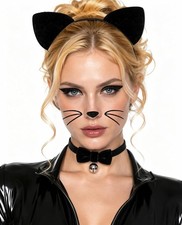MUKOSEL Cat Ears Headband, Bell Collar Cat Face Stickers Cat Costumes Women