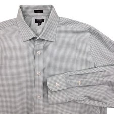 JCrew Ludlow Mens Slim Fit Dress Shirt 16.5 35 (L) Green White Check Stretch