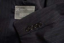 Hickey Freeman Blue Pinstriped 100 Wool 2 Pc Suit Jacket Pants Sz 42S