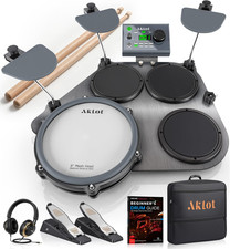 AKLOT Portable Electric Drum Set: Electronic Drum Pad for Beginners, 8"Dual-Zone