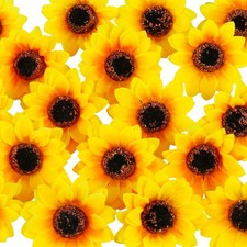 100 PCS Realistic Artificial Silk Sunflower Heads 2.75 Inch Floral DIY Decor