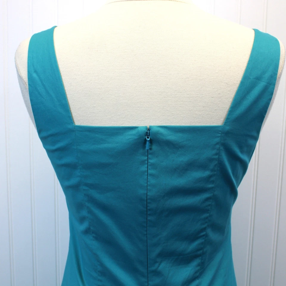 J. Peterman Womens 6 Sheath Dress Turquoise Blue Tie Shoulders Sweetheart Neck - Image 4 of 4