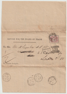 1877 AGRICULTURAL PART CIRCULAR ½d BANTAM PL 14 CHARGED ½d REDIRECTED AT RATHO