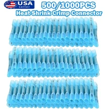 1000/500Pcs Heat Shrink Waterproof Wire Connectors 14-16 AWG Butt Seal Terminals