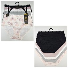 KATHY IRELAND 5 Pk Womens Plus 1X 2X Cotton Brief Panties Black Taupe White Gray