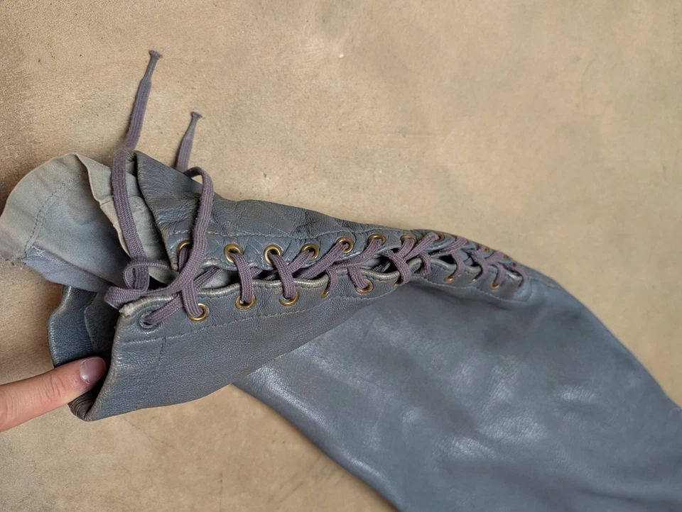 Pantalones de cuero vintage del ejército alemán mono hombre W38 pantalón motociclista Foto 3 de 4