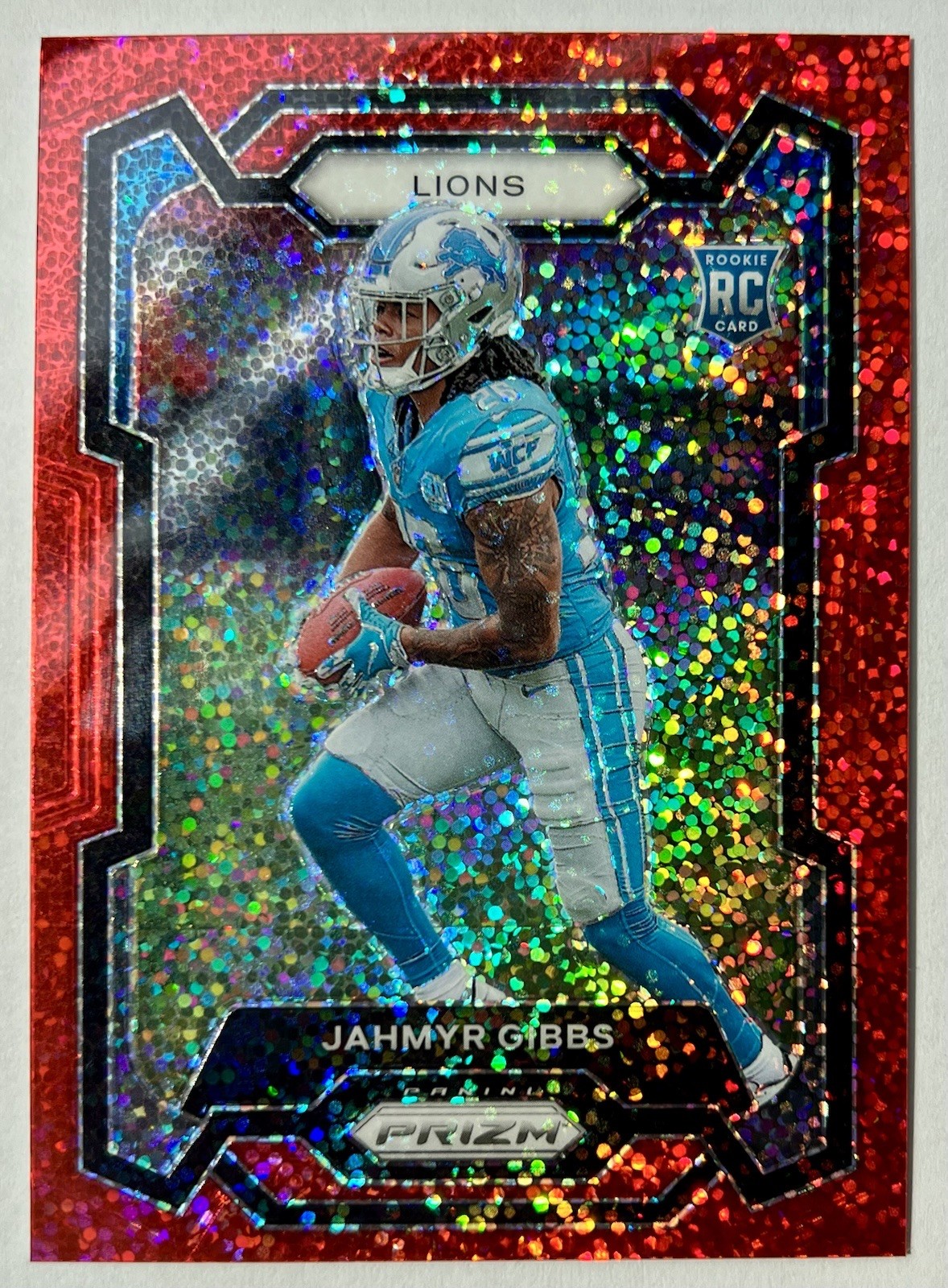 2023 Prizm Jahmyr Gibbs Red Sparkle Football SP ROOKIE CARD #331 Detroit Lions