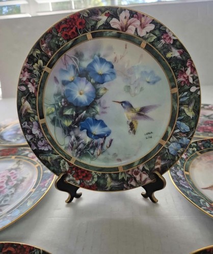 Lena Liu's Hummingbird Treasury 7 Collector Plates W S George Porcelain 7 3/4" - Picture 8 of 8