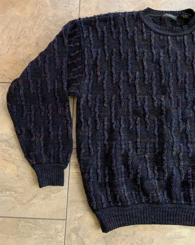 Suéter de Colección Jhane Barnes Para Hombres Grande 3D Texturizado Multicolor Cuello Redondo Pullover Foto 3 de 4