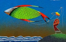 Pesce aquilone Meloniski da Villacidro Opera SERIGRAFIA Firmata Numerata Pop Art