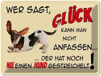 Blechschild 30X40 Cm Hund Wer Sagt GlüCk Kann Nicht Deko Geschenk Metall Schild