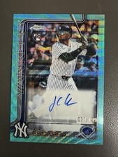 2025 Topps Chrome JC Escarra #AC-JE Teal Wave Prizm RC Auto /199
