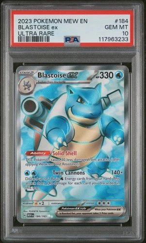 2023 POKEMON MEW EN-151 ULTRA RARE #184 BLASTOISE EX PSA 10