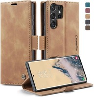 HandyhüLle Samsung Galaxy S25 Ultra 5G Leder Vintage StäNder Kartenfach