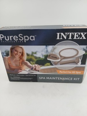 Intex PureSpa Spa Maintenance Kit Cleaning Brush Scrubber Skimmer Beige Set