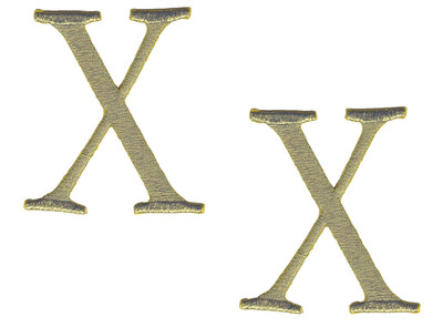 2 Gold Wire Letter X Iron On Patches 2.25'' Monogram Applique Pair