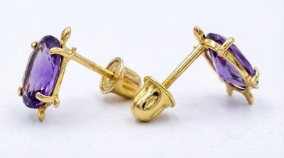 LAB CREATED 1,36 kt ALEXANDRIT SCHILDKRÖTE OHRSTECKER 14 K GOLD - Schraubverschlüsse