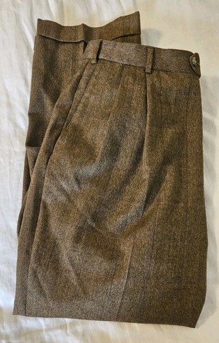 Loro Piana, Pantaloni eleganti plissettati vintage Loro Piana Premiere uomo taglia 38x32 marrone orlo con polsini