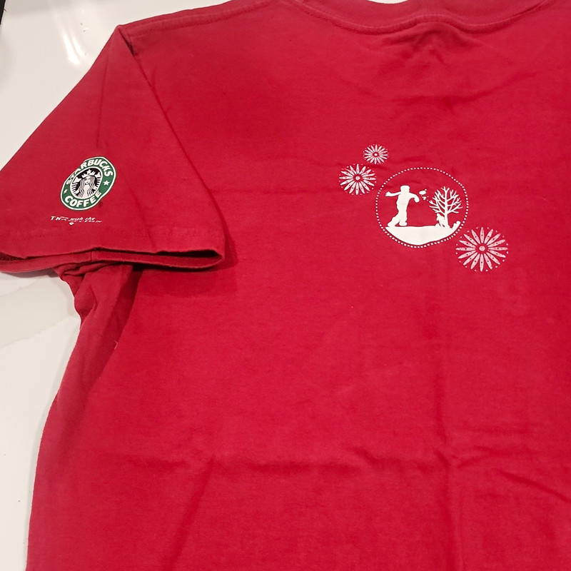 Starbucks Men’s Red Graphic Logo Crew Neck Short Sleeve Cotton Tee M