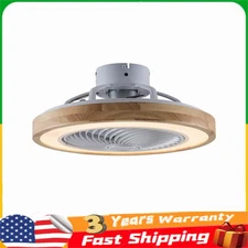 20" Invisible Ceiling Fan Lamp 3Color Timing LED Light Remote Control Chandelier