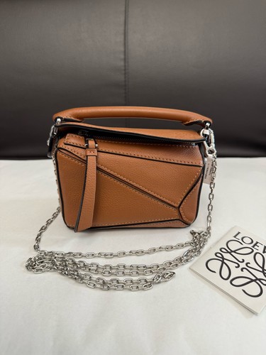 Loewe Puzzle Nano Caramel Calfskin Leather Top Handle Crossbody Bag Duty Paid