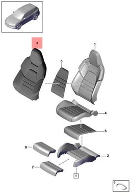 Genuine PORSCHE Backrest Cover Right 9Y0881806HKON1