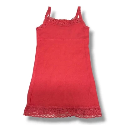 Cherokee Girls Coral Pink Ribbed Lace Trim Camisole Tank Top XS - Image 1 of 3
