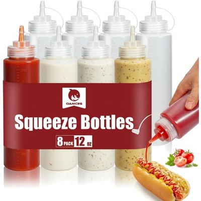 Squeeze-Flaschen Set - 350 ml 12 oz Weiß Kunststoff Würzflaschen mit Messskal...