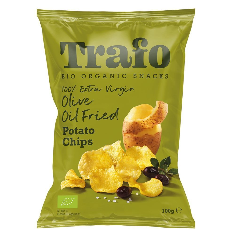 Trafo Organic Chips Fried in Extra Virgin Olive Oil 100g - 12 Pack