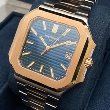 New Patek Philippe Cubitus 5821/1AR-001 Date 45 Steel Rose Gold Blue Watch 4